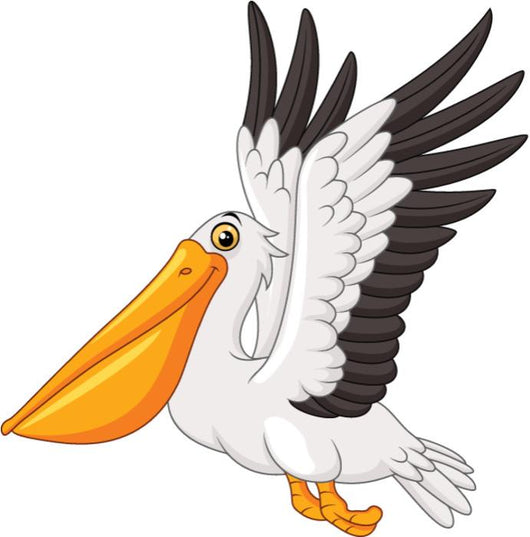 Cartoon Pelican Flying White Wall Decal