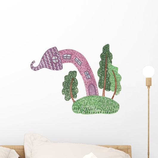 Leaning Fairytale House Wall Decal