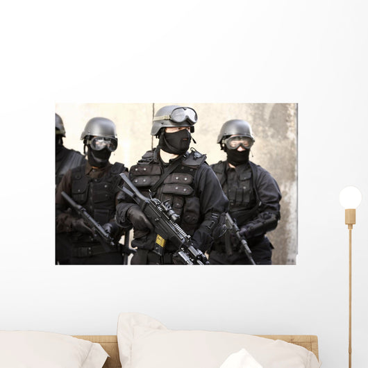 SWAT officer in full tactical gear. Wall Mural