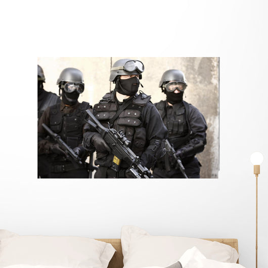 SWAT officer in full tactical gear. Wall Mural