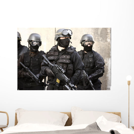 SWAT officer in full tactical gear. Wall Mural