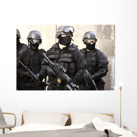 SWAT officer in full tactical gear. Wall Mural