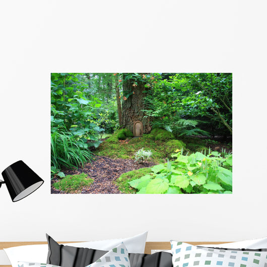 Little Wooden Door in a Tree Trunk Wall Mural