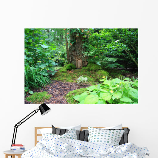 Little Wooden Door in a Tree Trunk Wall Mural