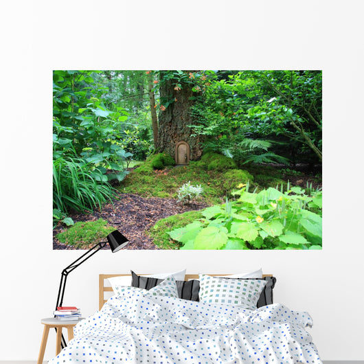 Little Wooden Door in a Tree Trunk Wall Mural