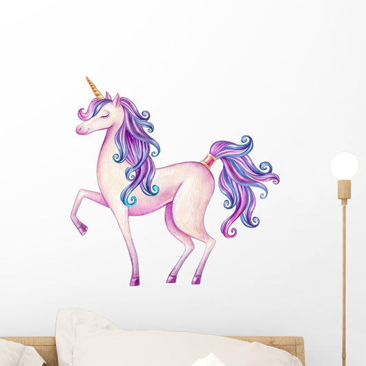 Prancing Purple Watercolor Unicorn Wall Decal
