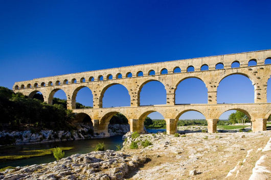 Roman aqueduct, Pont du Gard, Languedoc-Roussillon, France Wall Mural