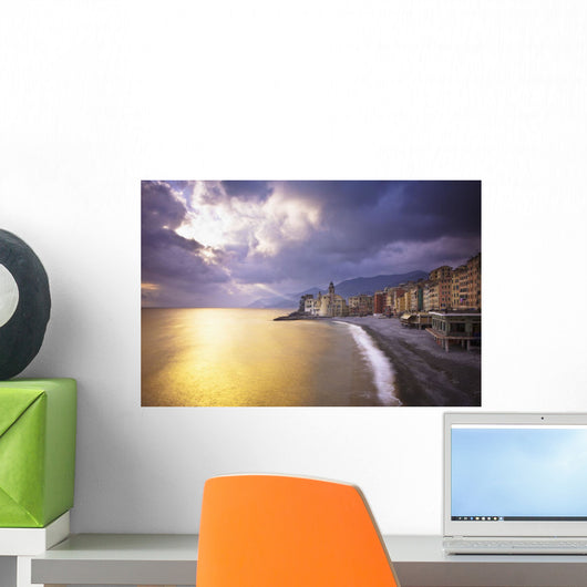 Buildings Along The Coast At Sunset Wall Mural