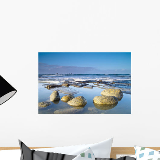 Boulders In The Water With Snow And Ice Wall Mural