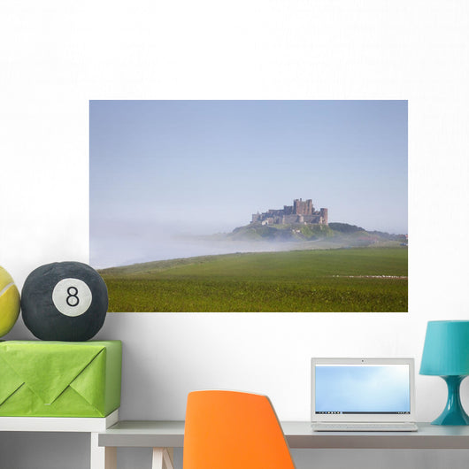 Bamburgh Castle On A Hill In The Fog Wall Mural