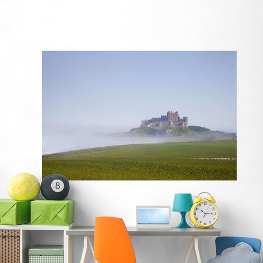 Bamburgh Castle On A Hill In The Fog Wall Mural