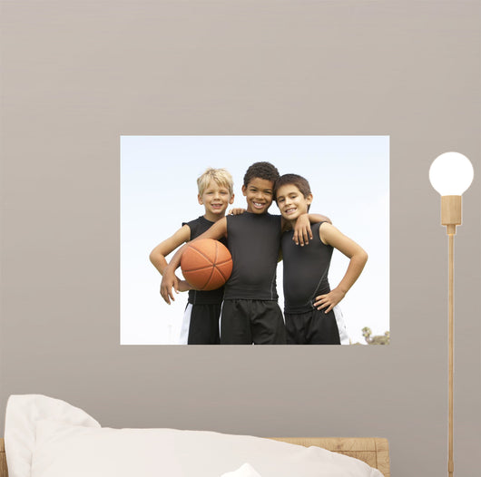 Young Boys In Basketball Team Wall Mural