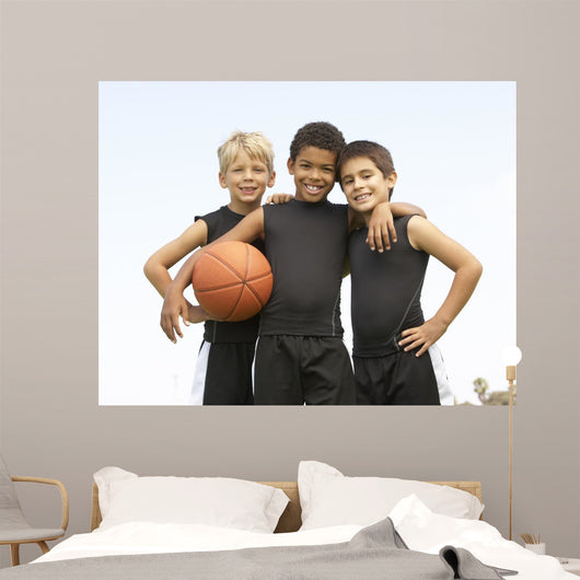 Young Boys In Basketball Team Wall Mural