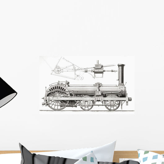 Crampton's Railway Steam Locomotive Engine Wall Mural