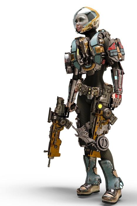 Astronaut Robot Girl Wall Decal