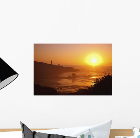 Sunset Over Yaquina Head Lighthouse Wall Mural