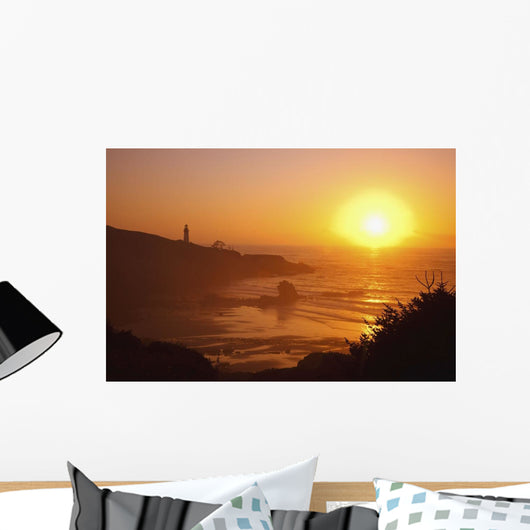 Sunset Over Yaquina Head Lighthouse Wall Mural