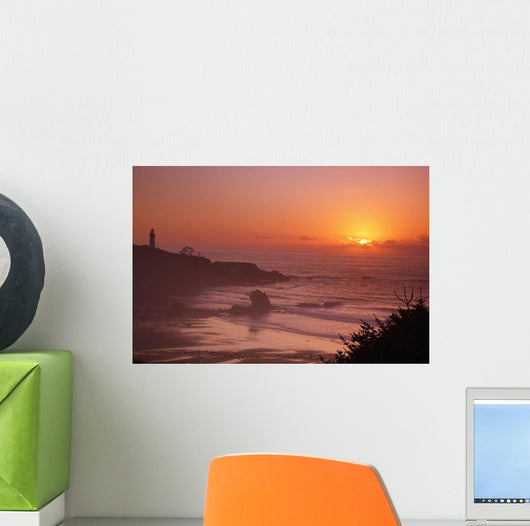 Sunset Over Yaquina Head Lighthouse Wall Mural