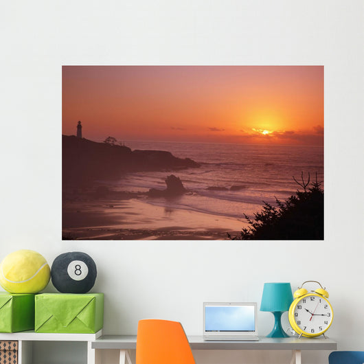 Sunset Over Yaquina Head Lighthouse Wall Mural