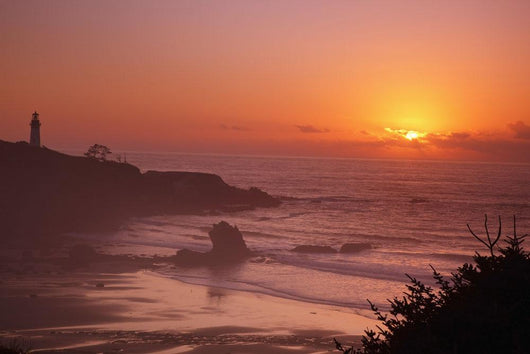 Sunset Over Yaquina Head Lighthouse Wall Mural