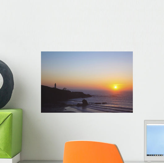 Sunset Over Yaquina Head Lighthouse Wall Mural