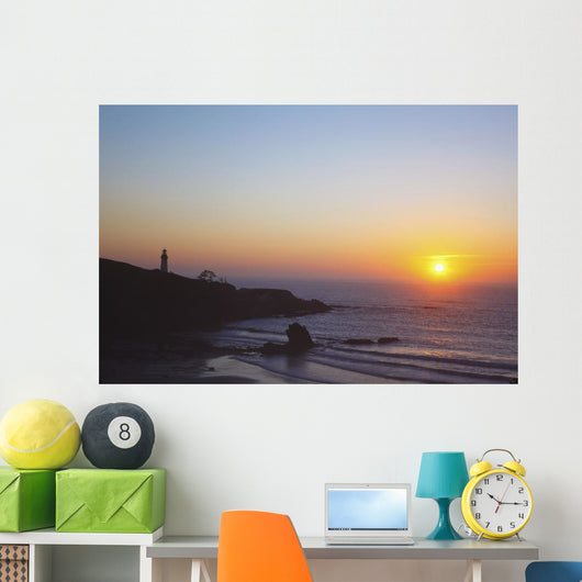 Sunset Over Yaquina Head Lighthouse Wall Mural