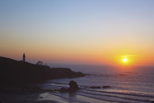 Sunset Over Yaquina Head Lighthouse Wall Mural
