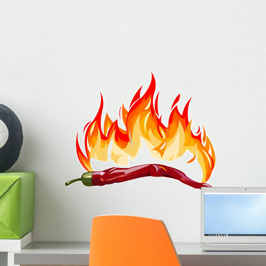 Red hot pepper with flames Wall Decal