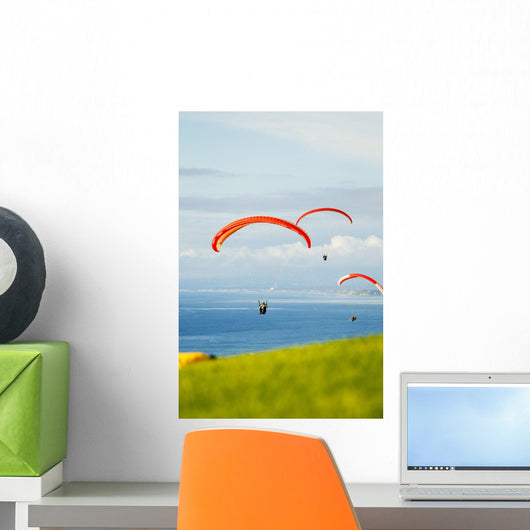 Paragliders Flying Over The Coast For Editorial Use Only Wall Mural