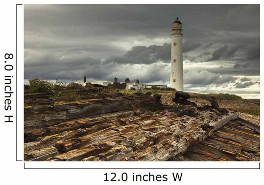 A Lighthouse And Piles Of Logs On The Shore Wall Mural
