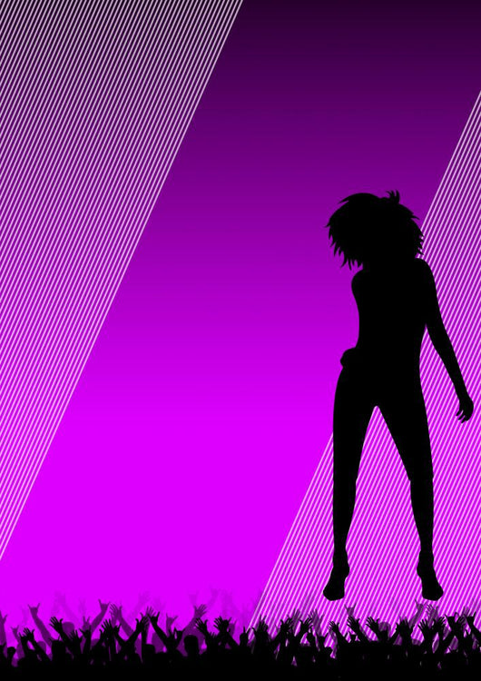 Party Girl Flyer Poster Audience Happy Dance Purple Wall Mural