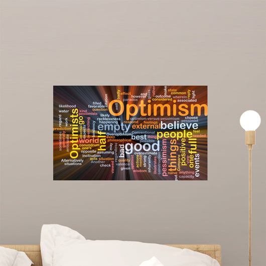 Optimism Word Cloud Glowing Wall Mural