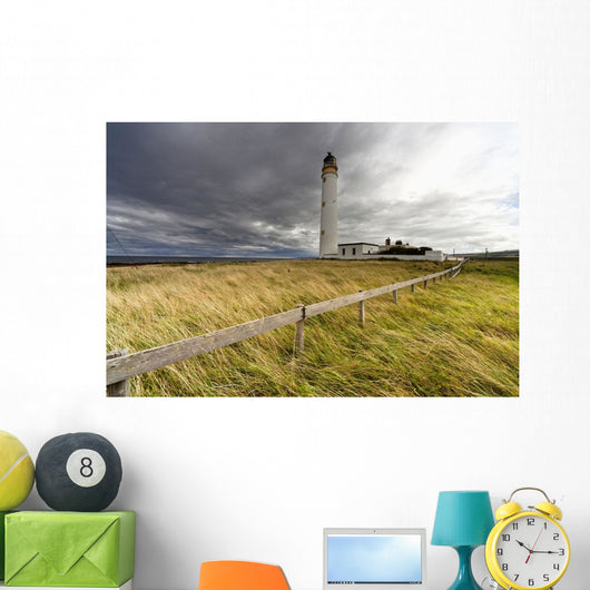 Long Grass Blowing In The Wind Beside Barns Ness Lighthouse Wall Mural