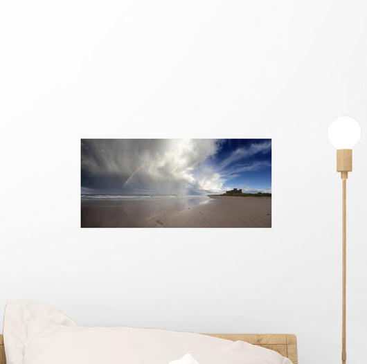 Clouds Reflected In The Shallow Water On A Beach Wall Mural