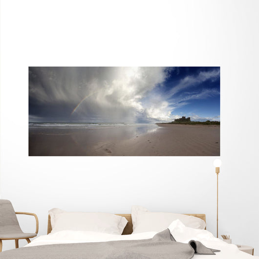 Clouds Reflected In The Shallow Water On A Beach Wall Mural