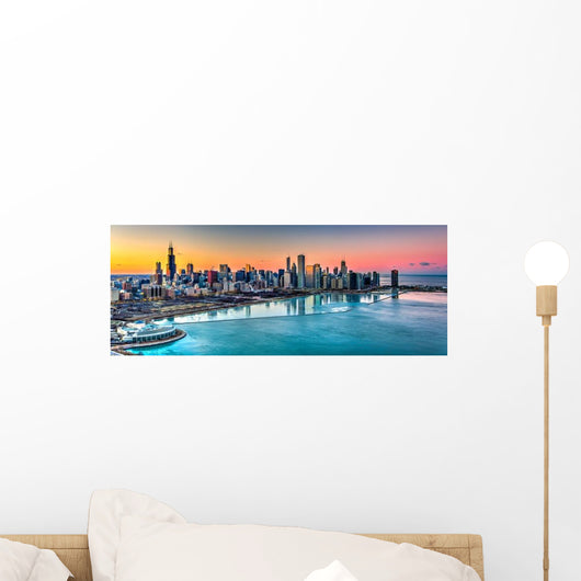 Sunset behind Chicago Winter Wall Decal
