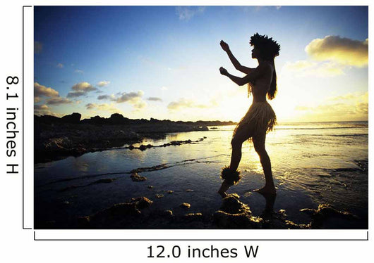 Hawaii, Female Hula Dancer On Beach, Silhouetted By Sunset Wall Mural