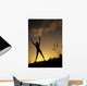 Hawaii, Silhouette Of A Woman Stretching On A Mountain Top At Sunset Wall Mural