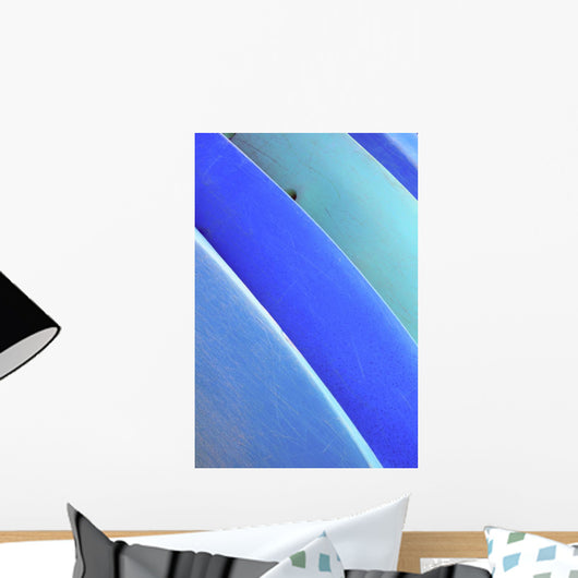 Hawaii, Oahu, Pattern Shot Of Blue Kayaks Stacked On Each Other Wall Mural