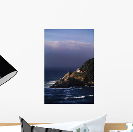Heceta Head Lighthouse Overlooking Ocean And Waves Wall Mural