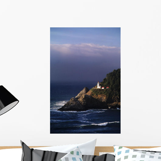 Heceta Head Lighthouse Overlooking Ocean And Waves Wall Mural