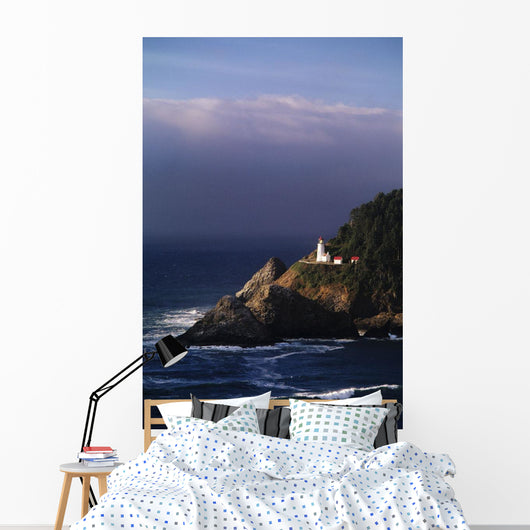 Heceta Head Lighthouse Overlooking Ocean And Waves Wall Mural