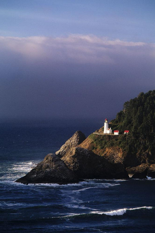 Heceta Head Lighthouse Overlooking Ocean And Waves Wall Mural