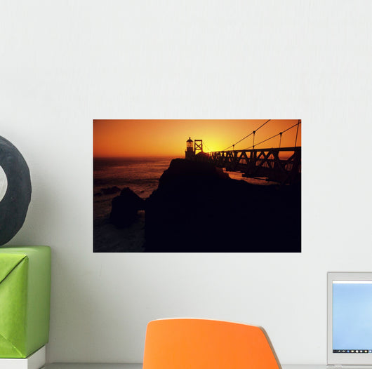 California, San Francisco Bay, Point Bonita Lighthouse At Sunset Wall Mural