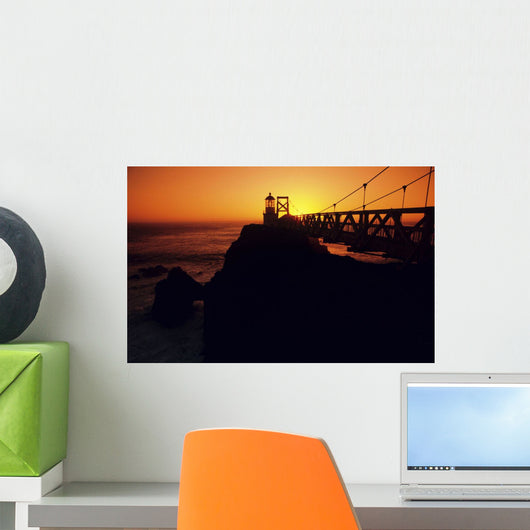 California, San Francisco Bay, Point Bonita Lighthouse At Sunset Wall Mural