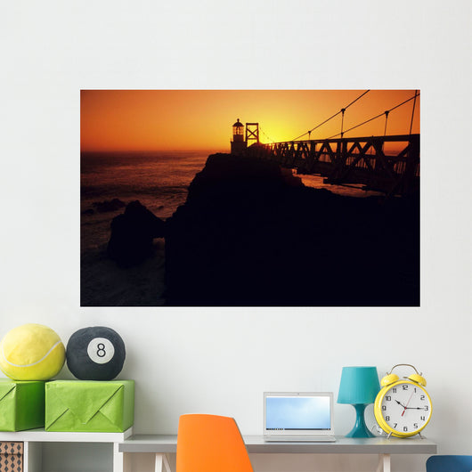 California, San Francisco Bay, Point Bonita Lighthouse At Sunset Wall Mural