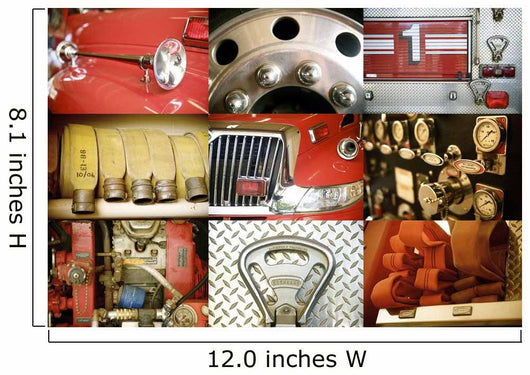 Hawaii, Collage Of A Red Firetruck And All Its Components Wall Mural