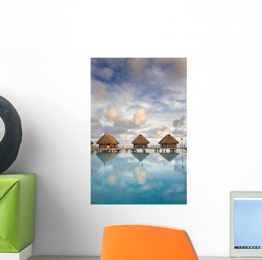 Bungalows Over Beautiful Turquoise Ocean Wall Mural