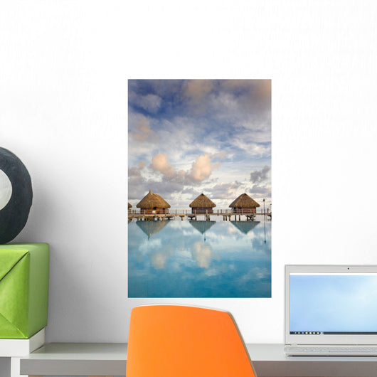 Bungalows Over Beautiful Turquoise Ocean Wall Mural