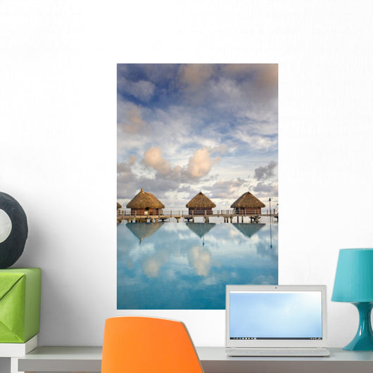 Bungalows Over Beautiful Turquoise Ocean Wall Mural